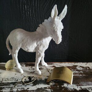 Vintage Kaiser Fine Bisque Porcelain White Donkey White Burro Figurine w Tags